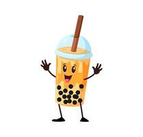 Cartoon bubble tea sweet drink happy character vector