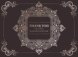Thank You Card Template with Swirl Details and Formal Design. vector