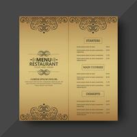 luxury restaurant Menu Layout Template with Ornamental Design Elements vector