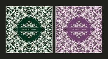 Ornate Decorative Label with Seamless Swirl Pattern Background Design vector