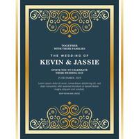 Elegant ornament wedding invitation card template design vector
