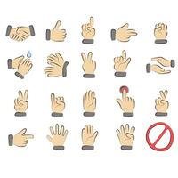 Set of human hands illustration hand drawn with black lines isolated on white background. vector