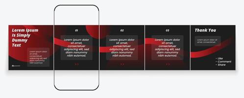 Carousel Post Template with Red and Black Gradient vector