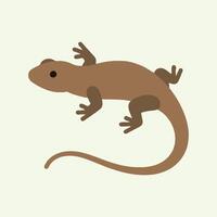 Brown Reptile Lizard Illustration Simple Long Tail Design in Flat Style vector