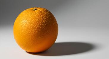 Glossy orange fruit, glistening droplets, photorealistic texture, studio-lit perfection. photo
