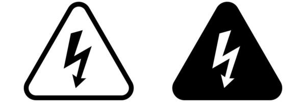 High Voltage Icon. Lightning Bolt Warning Icon. Electrical Hazard Icons. vector