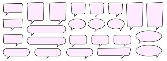 Pink Speech Bubble Set. Set pf Flat Communication Bubbles. vector