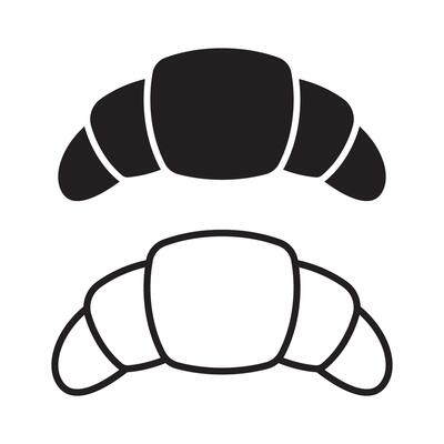 Croissant icons solid and linear style.