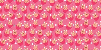 cute seamless pattern cartoon bunny with big pink heart balloon for desktop wallpaper and background vector