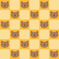 seamless pattern cartoon cats in yellow patchwork style. cute drawing for wallpaper and gift wrap paper vector