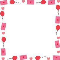cute frame with drawing cartoon valentine stuff. valentine doodle, object and frame border, hand drawing illustration vector