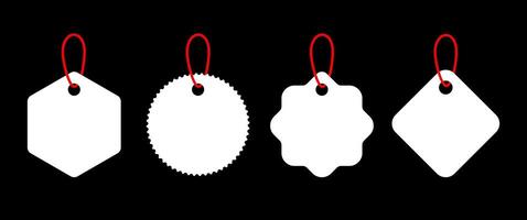 Hanging Price Tag Set, Blank Label for Sale, Discount, and Branding Design with Red String vector