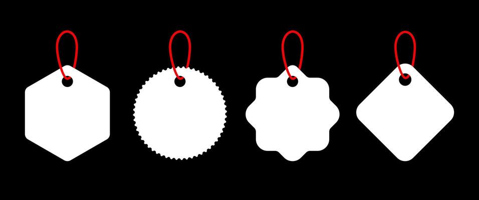 Hanging Price Tag Set, Blank Label for Sale, Discount, and Branding Design with Red String