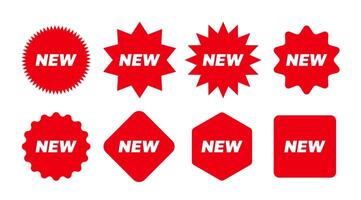 Isolated Red Stickers New Arrival, Product tags, Sale Lables, Business and Shoping illustration elements, Online Marketing icon set, Editable. vector