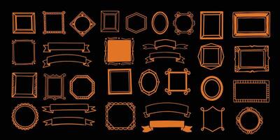 Set of vintage frames and ribbons vector