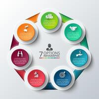 heptagon for infographic. Template for cycle diagram, graph, presentation and round chart. Business concept with 7 options, parts, steps or processes. Data visualization. vector