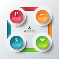 square for infographic. Template for cycle diagram, graph, presentation and round chart. Business concept with 4 options, parts, steps or processes. Data visualization. vector