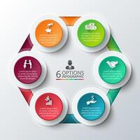 hexagon for infographic. Template for cycle diagram, graph, presentation and round chart. Business concept with 6 options, parts, steps or processes. Data visualization. vector