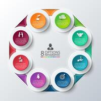 octagon for infographic. Template for cycle diagram, graph, presentation and round chart. Business concept with 8 options, parts, steps or processes. Data visualization. vector