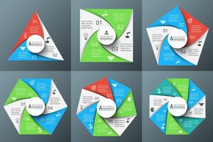 Triangle, square, pentagon and other elements for infographic. Template for cycle diagram, graph and presentation. Business concept with 3, 4, 5, 6, 7 and 8 options, parts, steps or processes. vector