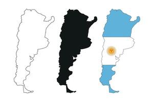 Argentina Map Country Outline and Flag Design vector