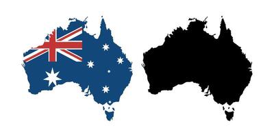 Australia map with national flag and black silhouette side by side vector
