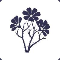 Silhouette of delicate Jui petals flat art with a soft edges, layered shape, flower with trees, floral vector