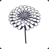 Silhouette of zinnia with overlapping geometric petals, floral geometric line art silhouette vector
