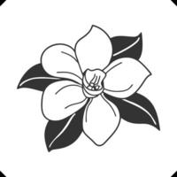 Silhouette of a gardenia bloom with spiraled soft petals vector