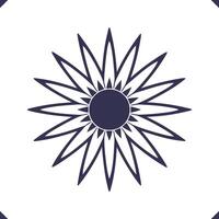 Silhouette of bold sun-shaped Surjomukhi petals around a dark center, circle shape floral vector