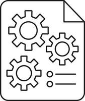 Document with gears and checklist icons isolated on transparent background vector