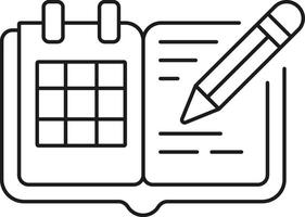 Calendar and notebook with pencil icon for planning and scheduling isolated on transparent background vector