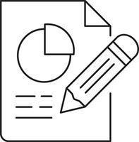 Document with pie chart and pencil icon isolated on transparent background vector