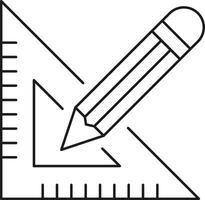Pencil drawing on a triangle ruler isolated on transparent background vector