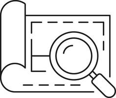 Magnifying glass over blueprint or plan isolated on transparent background vector