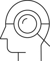 Icon of a human head with a magnifying glass inside representing thought process vector