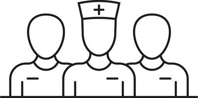 Three medical professionals standing together representing healthcare teamwork and support vector