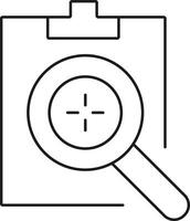 Magnifying glass over clipboard with target symbol for research and analysis vector