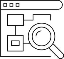Search engine optimization flowchart analysis with magnifying glass isolated on transparent background vector