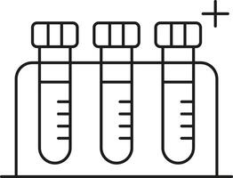 Three laboratory test tubes with measurements in a rack, medical concept vector