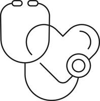 Simple line art of a stethoscope listening to a heart shape vector