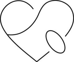Abstract heart shape with a capsule minimalist line art design vector