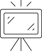 Simple outline of a television screen on a tripod stand isolated on transparent background vector