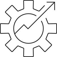 Gear with upward trending graph and arrow isolated on transparent background vector