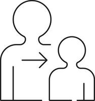 Person to person transfer icon with arrow isolated on transparent background vector