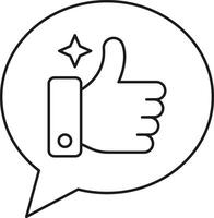 Thumbs up icon inside speech bubble with sparkle isolated on transparent background vector