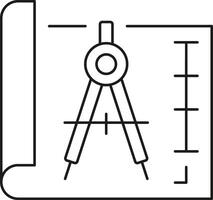Architectural drawing compass on blueprint isolated on transparent background vector