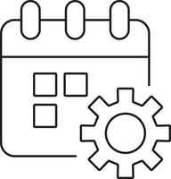 Calendar with gear icon symbolizing schedule management isolated on transparent background vector
