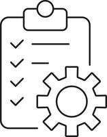 Checklist with gear icon representing project management or task completion isolated on transparent background vector