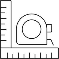Simple outline drawing of a tape measure and ruler isolated on transparent background vector